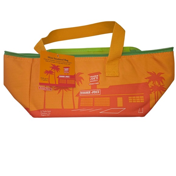 Trader Joe'S Other - NWT Trader Joes Mini Insulated Bag Orange Red Sunset Lunch Tote 1.5 Gallon
